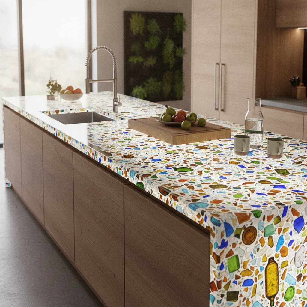 Featured image for Recycled Glass Countertops Cut Waste Without Sacrificing Style
