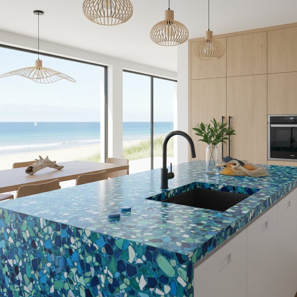 Featured image for Ocean Plastic Countertops Remove 1,000 Bottles Each