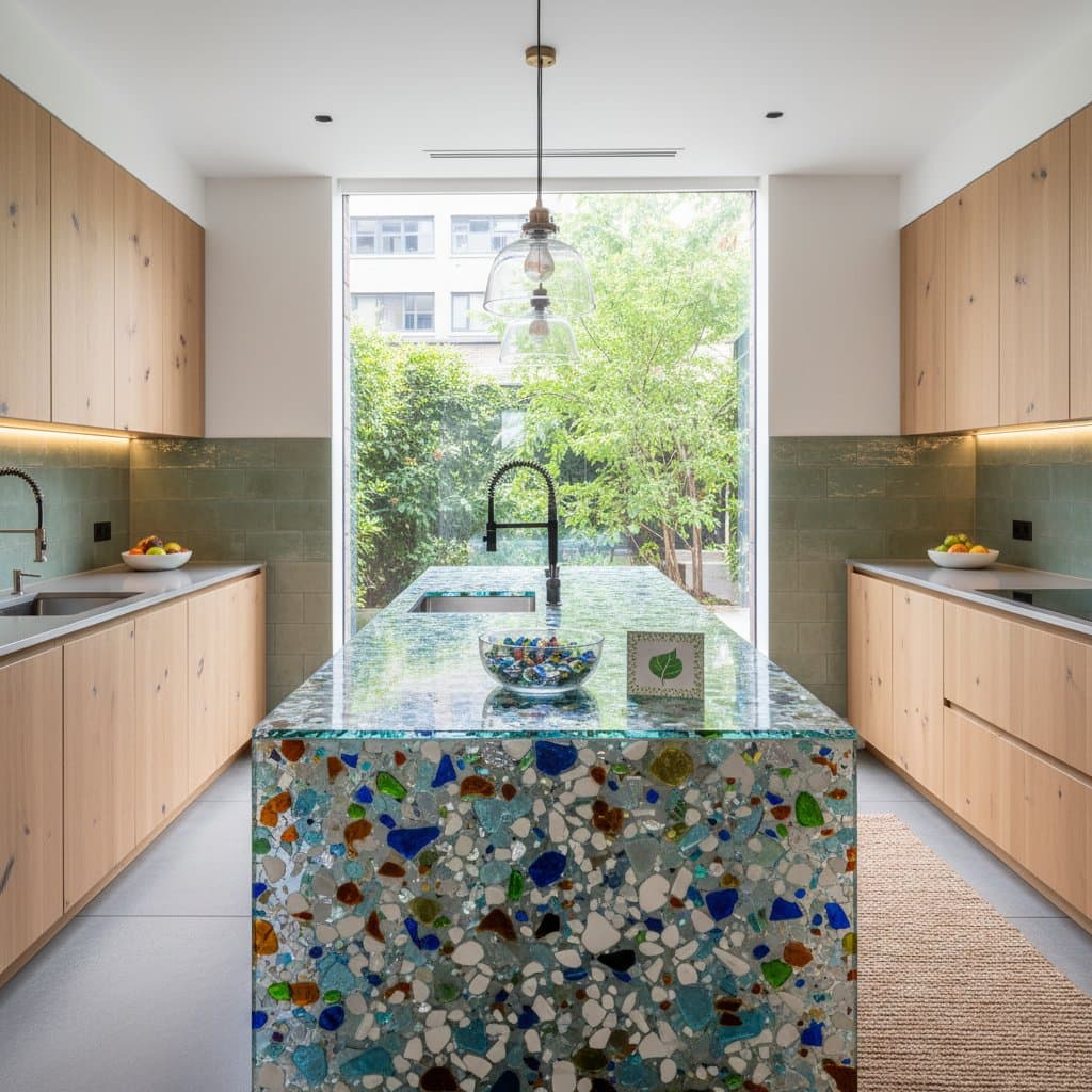 Featured image for Why Recycled Glass Countertops Lead Eco Kitchen Trends