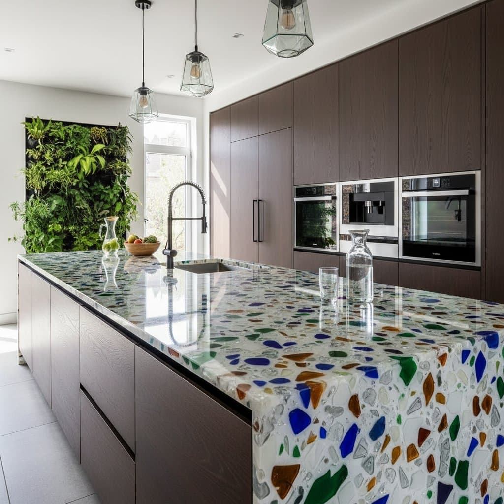 Featured image for Recycled Glass Countertops Turn Waste Into Design Luxury